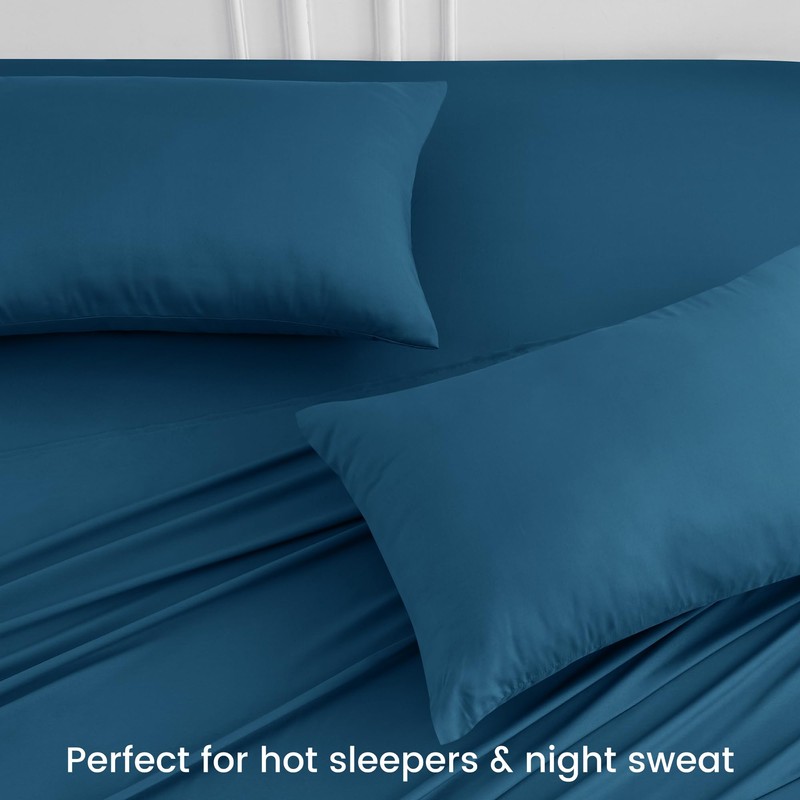 LINENOVA Standard Pillowcase Set of 2, Cooling Rayon from Bamboo