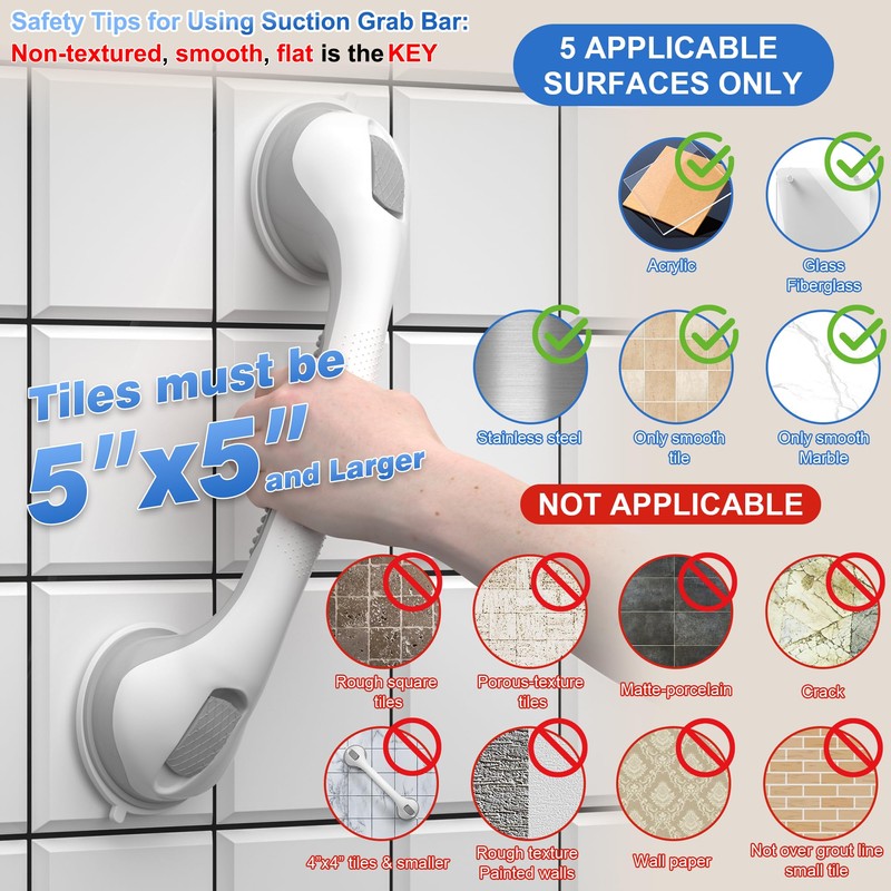 AirTight® Grab Bars for Bathtubs and Showers, (2pack) 16Inch Shower