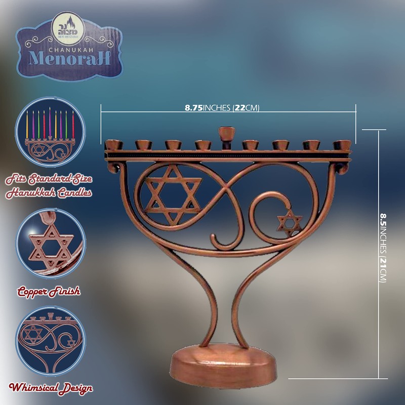 Ner Mitzvah Whimsical Hanukkah Menorah – Menorá para vela Janucá