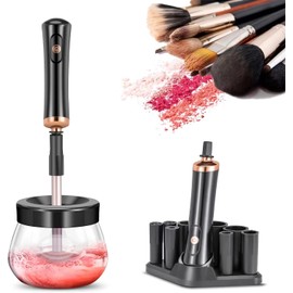 JIN ZHOU - Máquina limpiadora de brochas de maquillaje eléctrica, herramientas secadoras, automáticas, súper rápido, para brochas de todos los tamaños (negro)