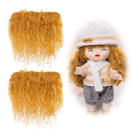 CHGCRAFT 2 Pcs Doll Hair Wefts DIY Wool Figurine Hair for Making Doll Hair and Figurine Wigs, for DIY Craft Making, Golden