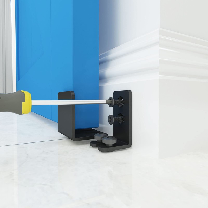 JUBEST Matte Black Floor Guide Wall Mount Sliding Barn Door