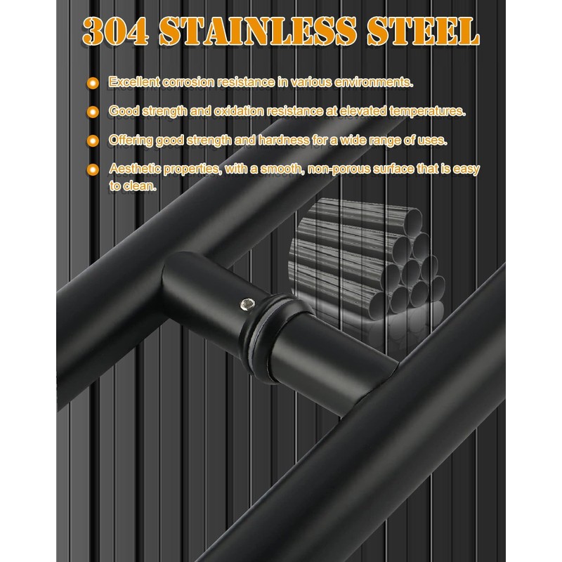 LVYIHAN Matte Black Round Barn Door Handles 12"/16"/18"/24"/36"/48"/59'', Pull Push