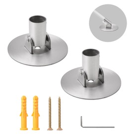 UFURMATE Shower Curtain Rod Bracket, 2 Pack 26mm Inner Diameter Titanium Steel Shower Curtain Rod Single Swivel Flange Curtain Rod Wall Mount Bracket with Screws (Silver)