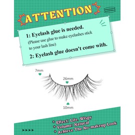 Wispy Lashes Natural Look False Eyelashes Gradual Lash Natural Eyelashes False Eyelashes Thin Band Eyelashes 10 Pairs D-M08