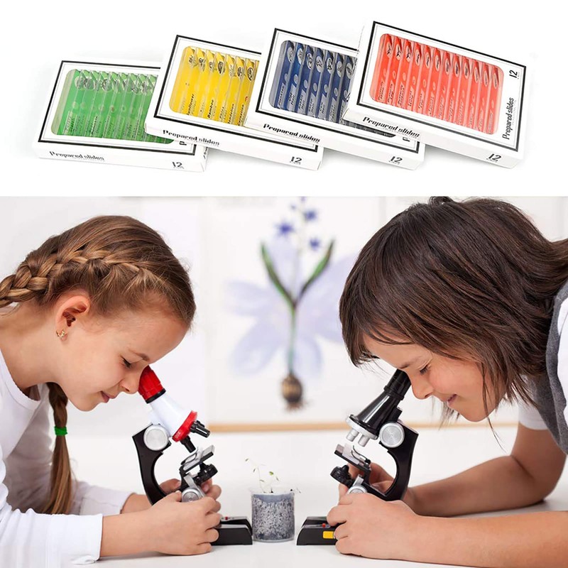 48 Pieces Microscope Accessories, Microscope Slides with Biological Samples, 24
