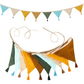 Nursery Fabric Bunting Banner,10Pcs Double Sided Colorful Cotton Bunting Garland, Kids Room Decoration, Girl Nursery,Girls Nurseries, Nursery Bunting for Garden, Baby Room Decoration, Girls Bedroom