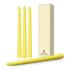 Pickood 10-Inch Tall Dripless Taper Candles Set of 4 - Yellow Tapered Candles, Perfect for Spring - Smokeless, Unscented, Long Burning - Hand Poured, Colored Tall Candlesticks - Light Yellow