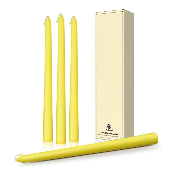 Pickood 10-Inch Tall Dripless Taper Candles Set of 4 -