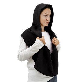 DigiTizerArt Medieval Linen Cotton Cowl Hood Scarf Vintage Goth Cape Costume Accessory Multifunctional Fashion Pullover Scarf Hooded Scarf Cowl for Men Women, black