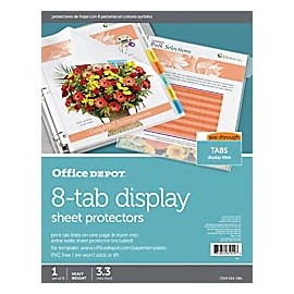Office Depot Brand Tabbed Sheet Protectors, 8-Tab, Assorted Colors