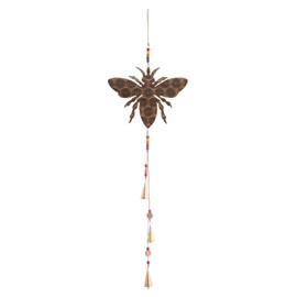 Ganz Hanging Musical Windchime Decorative Outdoor Garden Ornament 40 Inch Wood and Metal Beaded Bee