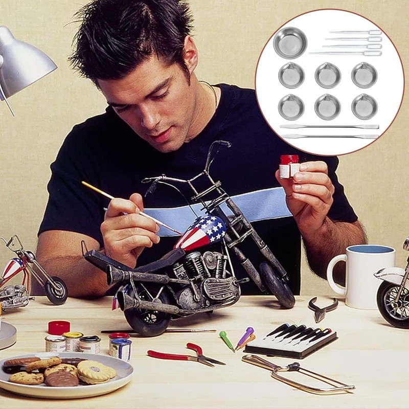 Samcos Plastic Model Paint Set, 8 Piece Set, Paint Dishes,