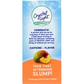 Crystal Light On The Go Peach Mango With Caffeine Drink Mix, 10-Packet Box (Pack of 9)