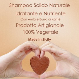 Antiche Bolle - Natürliches und sanftes festes Shampoo mit Amla und Karité, feuchtigkeitsspendende und pflegende Formel für alle Haartypen - Ohne Parabene - 50 g