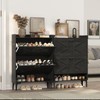 MAHANCRIS Shoe Storage Cabinet, Shoe Organizer with 2 Flip Drawers,