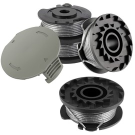 MAOZHOU Strimmer Spool Line,4 PCS Φ1.65mm 4.9m F016800569 String Trimmer Replacement Spool + F016F05320 Spool Cover,Nylon Spools for Bosch EasyGrassCut 18 23 26 Grass Trimmer