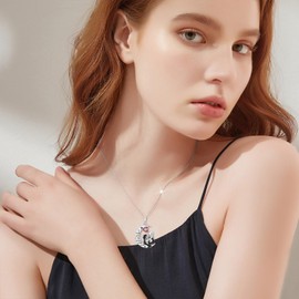 LILALO Nightmare Necklace Gifts Sterling Silver Moon Jack and Sally Necklaces I Love You to the Moon and Back Skull Jewelry Anniversary Christmas Gift for Women Wife Girlfriend Daughter