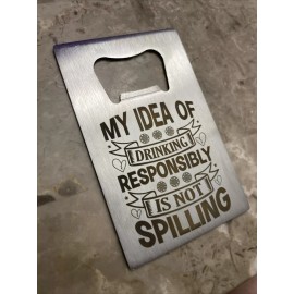 Enstore 1 Pc Flat Stainless Steel Beer Bottle Cap Credit Card Bottle Opener - Engraved