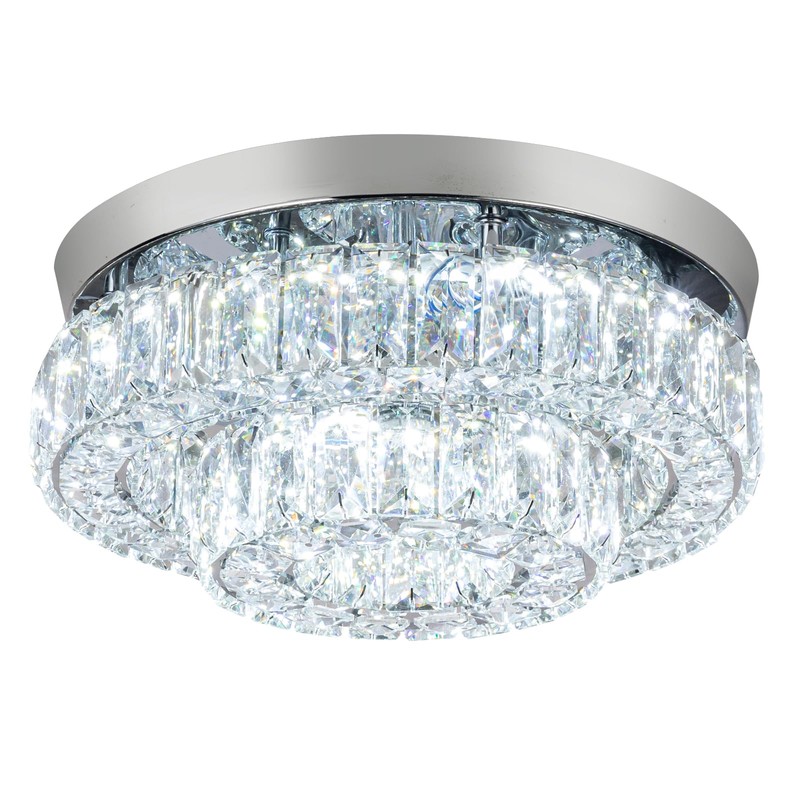 HongnuoFc 12 Inch Crystal Chandelier LED Ceiling Light 2 Tier