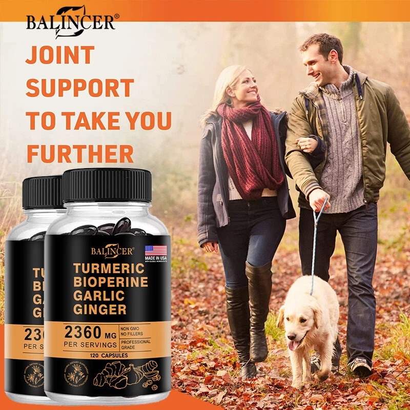 Balincer Organic Turmeric Curcumin with Ginger and Black Pepper Capsules-for