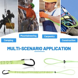 DBREAKS Pack of 3 Tool Fall Protection, Safety Lanyard with Carabiner, Tool Lanyard, Shock Absorbing Tool Safety Lanyard, Tool Lead Fall Protection for Work Equipment (Green)