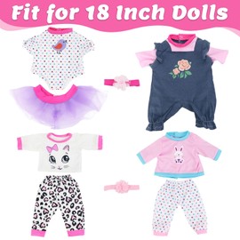 4 Sets Baby Doll Clothes for 14-18 Inch Dolls, 16 Inch Baby Doll Fashion Clothes Dresses and Accessories Outfits for New Born Baby Dolls(No Doll)