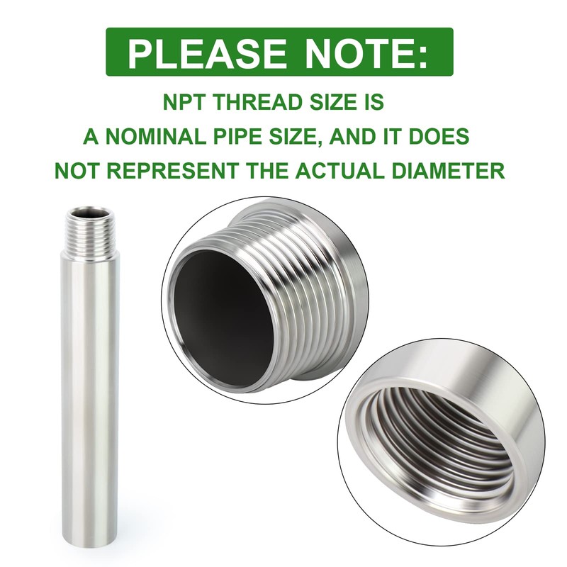 TAISHER 2PCS Stainless Steel Pipe Fittings, 1/4" NPT Male x