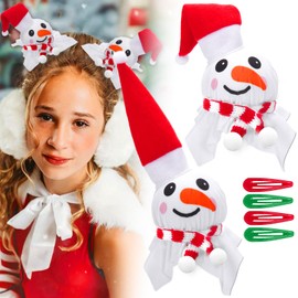 Palksky Christmas Hair Accessories, 2Pcs Christmas Cute Snowman Space Buns Hair Clips for Holiday Cosplay Women Girls Party Costume, Christmas Head Topper for Christmas Party Supplies