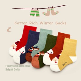 Big Girls Winter Warm Socks Kids Thick Thermal Socks Full Terry Socks for Girls 6 Pairs Christmas 8-10 Years