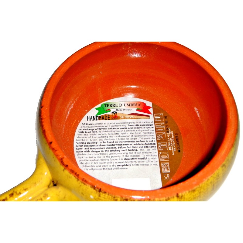 DE SILVA Terre D Umbria Yellow Pottery Handled Dish Soup