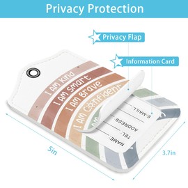 LARTSFRO I Am Kind Smart Brave Inspirational Luggage Tags for Suitcases, Luggage Tag, Inspirational Gifts for Women, Back to School, Trendy Girly 2 Pack Travel Luggage Tag