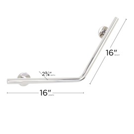 Seachrome Bathroom Grab Bar, 16 x 16 inch Angle Stainless Steel, 1 1/4 inch Diameter, Handicap Grab Bar, Safety Rail, Satin Stainless