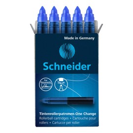 Schneider Schneider 185403 Rollerpatrone One Change (für Tintenroller One Change, 1x 5 Stück, dokumentenecht, nicht löschbar) blau
