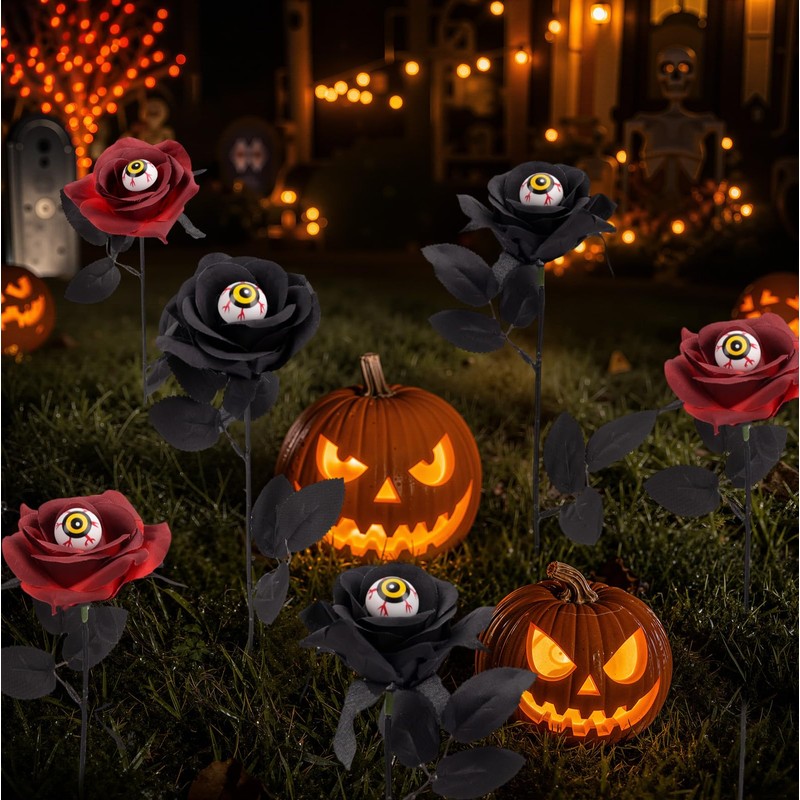 Halloween Artificial Plants with Rose Bouquet, Faux Eucalyptus Branches