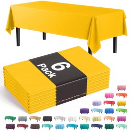 Party Solids 54X108 Yellow Disposable Plastic Tablecloth For Parties Events And Bbqs