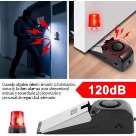 Wedge Alert, 2 Alarma de Tope de Puerta, Tono de llamada de alerta de 120dB, Antideslizante, Herramientas de seguridad para mujeres que viven solas, para Viajes, Hotel, Hogar, Apartamento, Dormitorio.