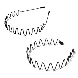 JERLITU Metal Hair Band for Men Headbands for Women, Unisex Black Wavy Hair bands, Wave Simple Elastic Non Slip Head Headwear, outdoor Sports Fashion ace Wash Head Band (4 Pcs)