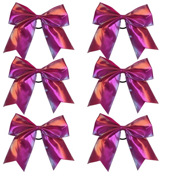Metallic Sequin and Holographic 8 Inch Cheer Bow Cheerleader Cheerleading