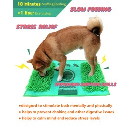 Snuffle Mat for Dogs, Cats and Rabbits ，15.75" x 23.62", Puppy Toys for Boredom and Stimulating, Dog Puzzle Feeder Encourages Natural Foraging Skills and Stress Relief(Green)