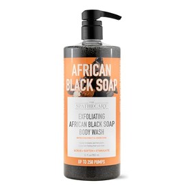 Jabón corporal exfoliante con coco y carbón, de African Black Soap, exfolia, suaviza y estimula, 32 oz