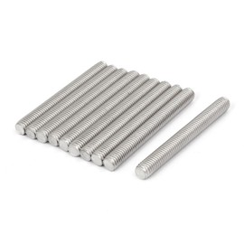 TOP-VIGOR 10Pcs M6 x 90mm Fully Threaded Rod, 304 Stainless Steel Right Hand Threads Rods, Fully Studding Rod Bar for Anchor Bolts, Clamps, Hangers and U-Bolts