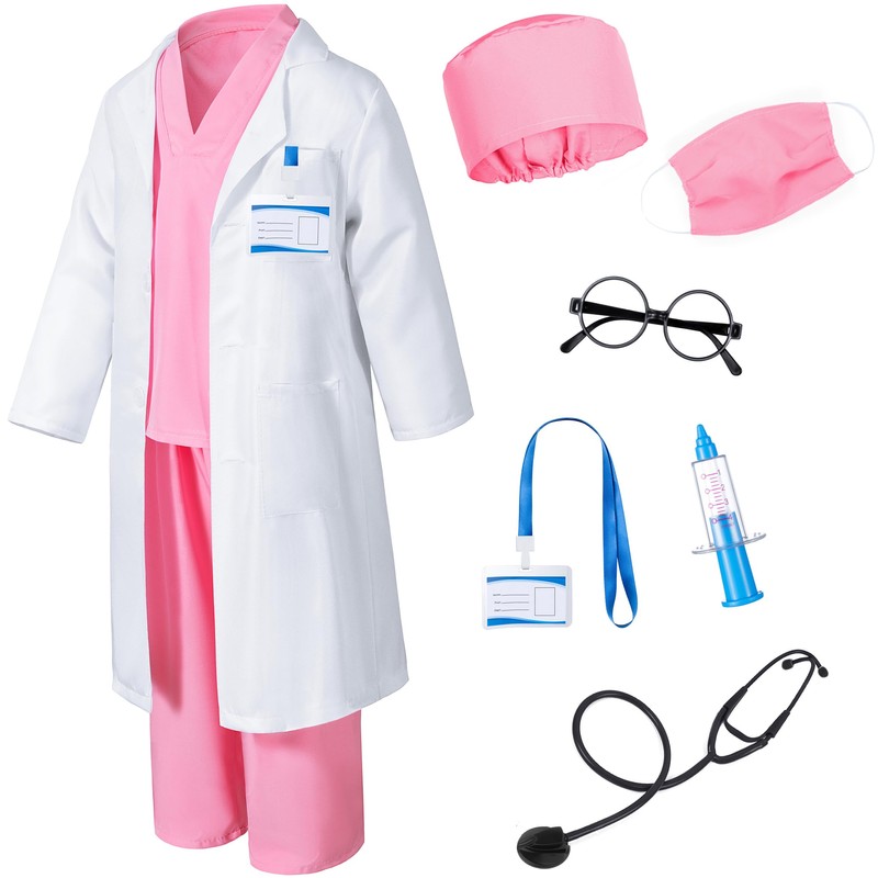 Doctor Costume for Kids Scrubs Pants with Accessories Set Children