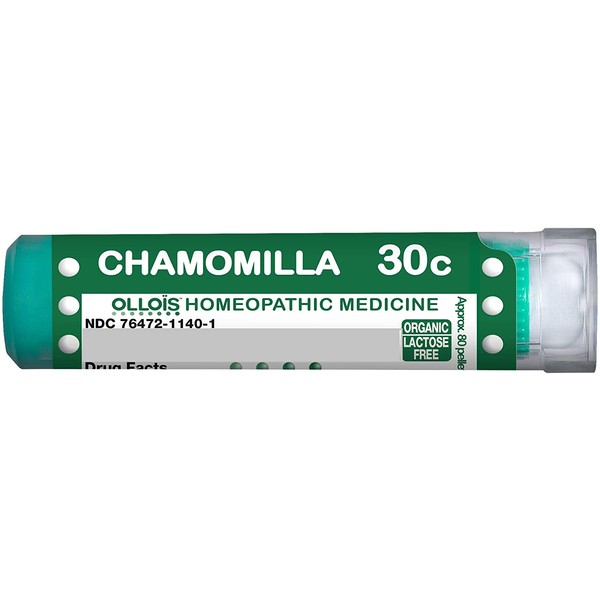 OLLOIS Chamomilla 30C Organic, Lactose-Free Homeopathic Medicines, Pellets, 80Count