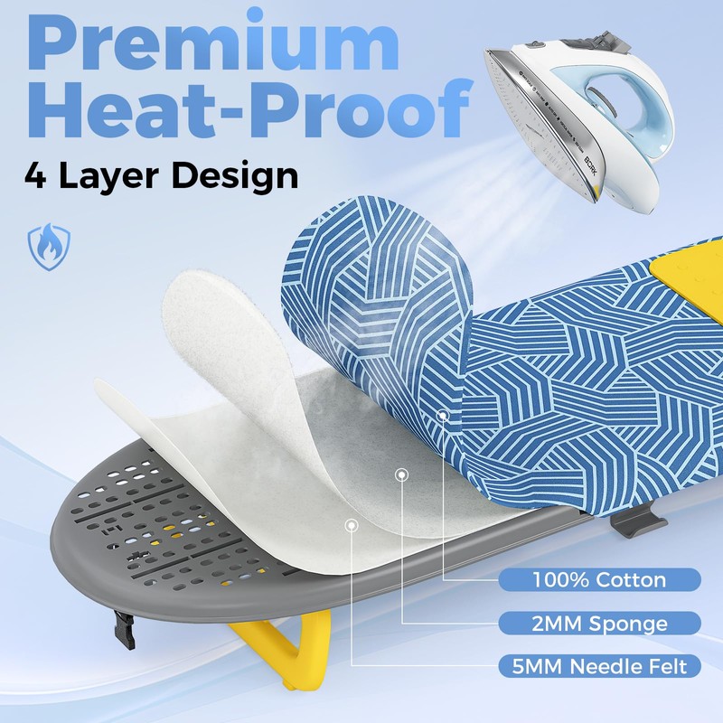 KINGBOARD Tabletop Ironing Board, Small Ironing Board with Iron Holder,