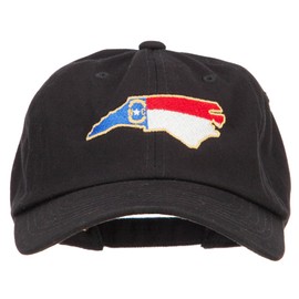 North Carolina State Flag Map Embroidered Unstructured Washed Cap - Black OSFM