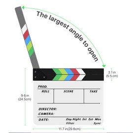 Flexzion Directors Film Clapper Board Film Slate, Acrylic Plastic Dry Erase Movie Clapboard for Studio Camera Theater Props TV Video Film Cut Action Scene Slate Board 10x12 with Color Sticks