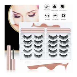 Pestañas Postizas Magneticas, 10 Pares Pestañas Postizas Naturales 3D con 2 Delineador Magnético y Pinza, Kit de Pestañas Magnéticas Reusables y Impermeables, No Necesita Pegamento