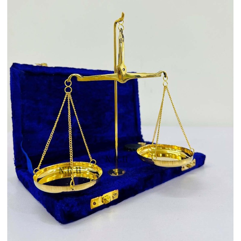 Vintage Brass Balance Weighing Scale Polished With Velvet Box With