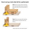 MNA 45 Degree Lock Miter Router Bit 3-Piece Set, for